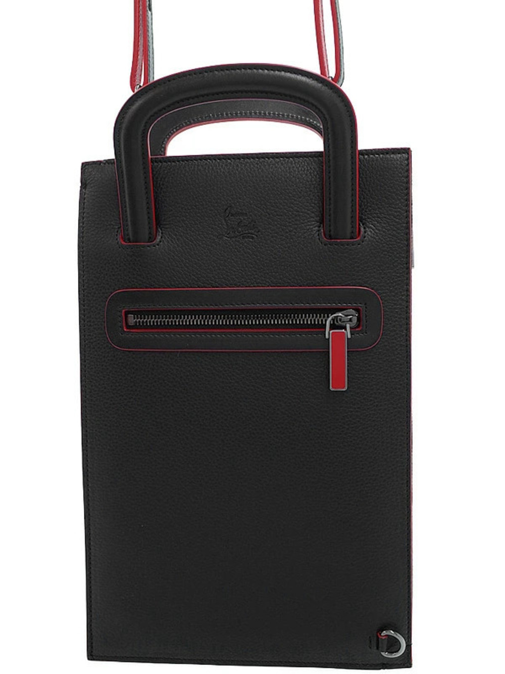 Christian Louboutin black calfskin Trictrac portfolio bag top handles zip